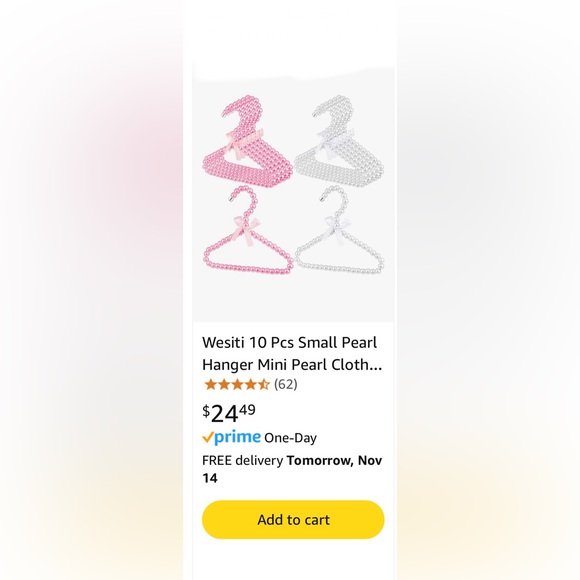 BabyπΆπ½Pearl Clothes Beads Hangers Metal Elegant Hangers w Ribbon π - Picture 2 of 9